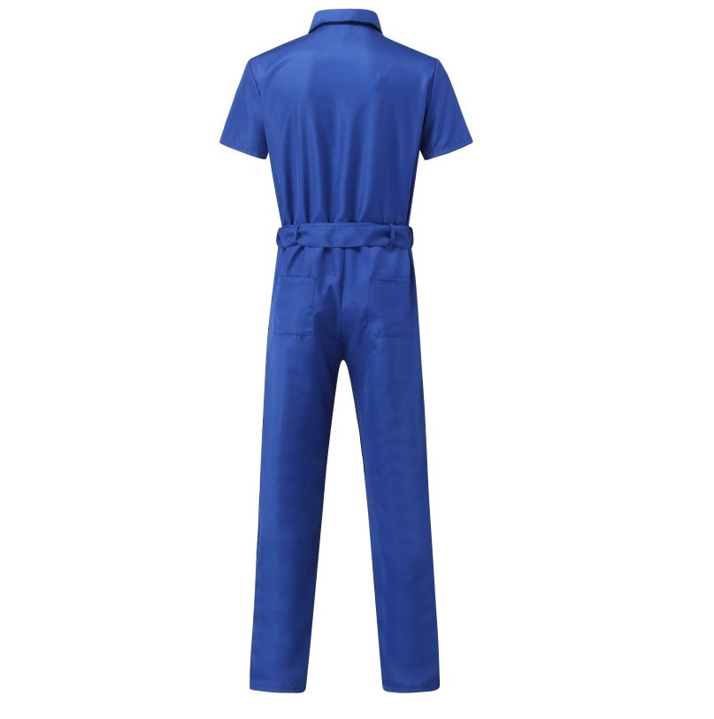 Shirt Short Sleeve+Trousers Jumpsuit Fashion Leisure Basic Work Pants Overalls Casual Pocket Solid Color