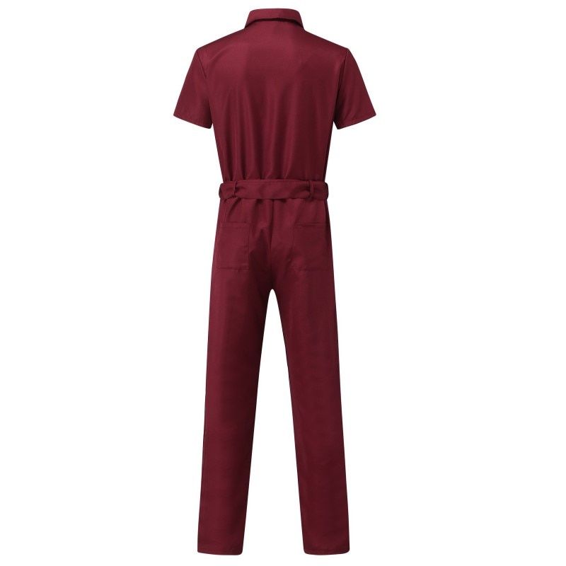 Shirt Short Sleeve+Trousers Jumpsuit Fashion Leisure Basic Work Pants Overalls Casual Pocket Solid Color