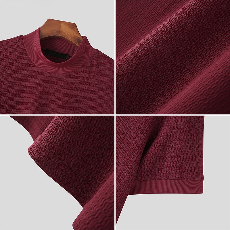 T-shirt Casual High-neck Summer Tight Knitted Solid Color Short-sleeve Bottoming S-3XL Luxury Clothing