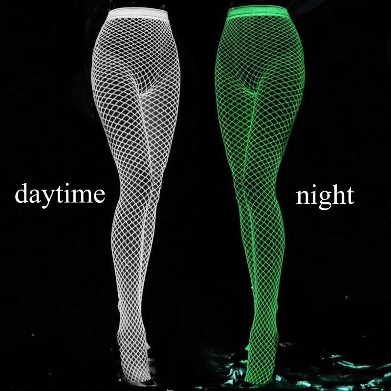 Luminous Fishnet Stockings For Comfortable Movement One-pieces Mesh Leggings Tights High Waist Glow In The Dark Lingerie