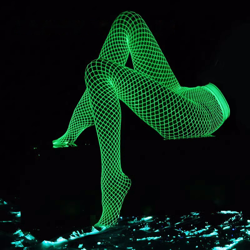 Luminous Fishnet Stockings For Comfortable Movement One-pieces Mesh Leggings Tights High Waist Glow In The Dark Lingerie