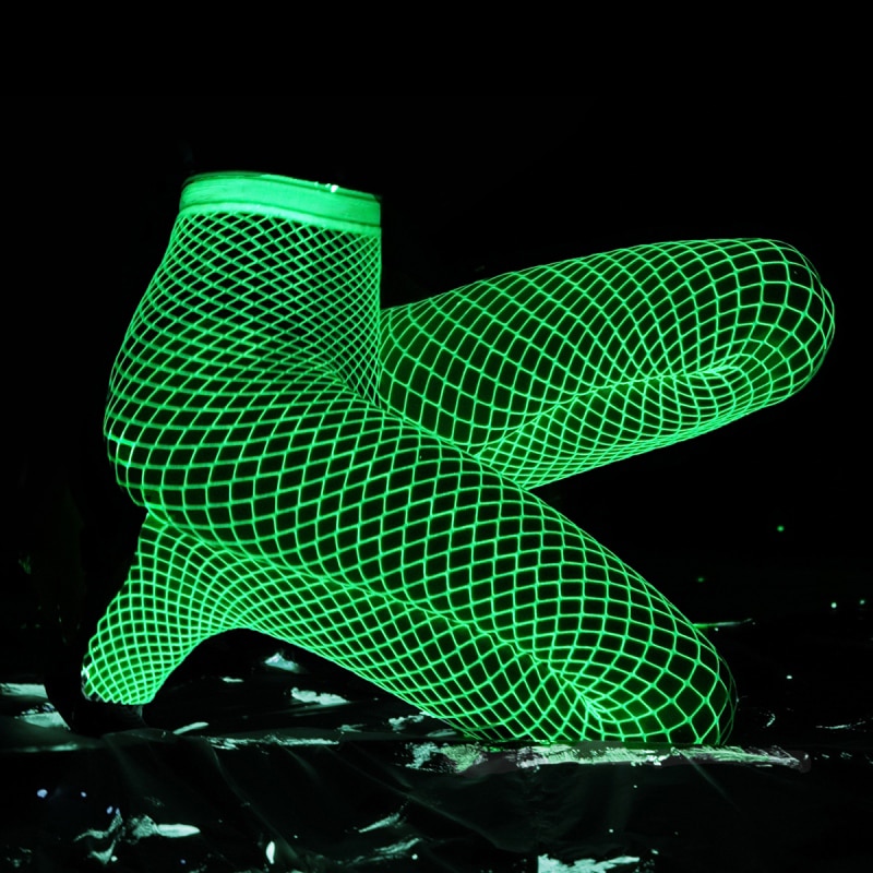 Luminous Fishnet Stockings For Comfortable Movement One-pieces Mesh Leggings Tights High Waist Glow In The Dark Lingerie