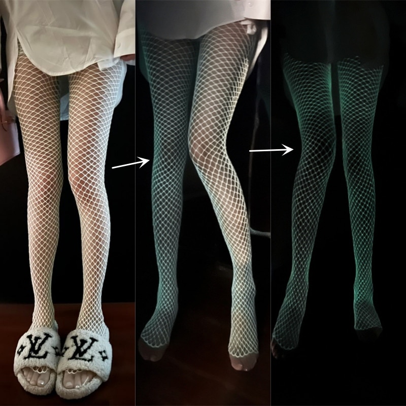 Luminous Fishnet Stockings For Comfortable Movement One-pieces Mesh Leggings Tights High Waist Glow In The Dark Lingerie