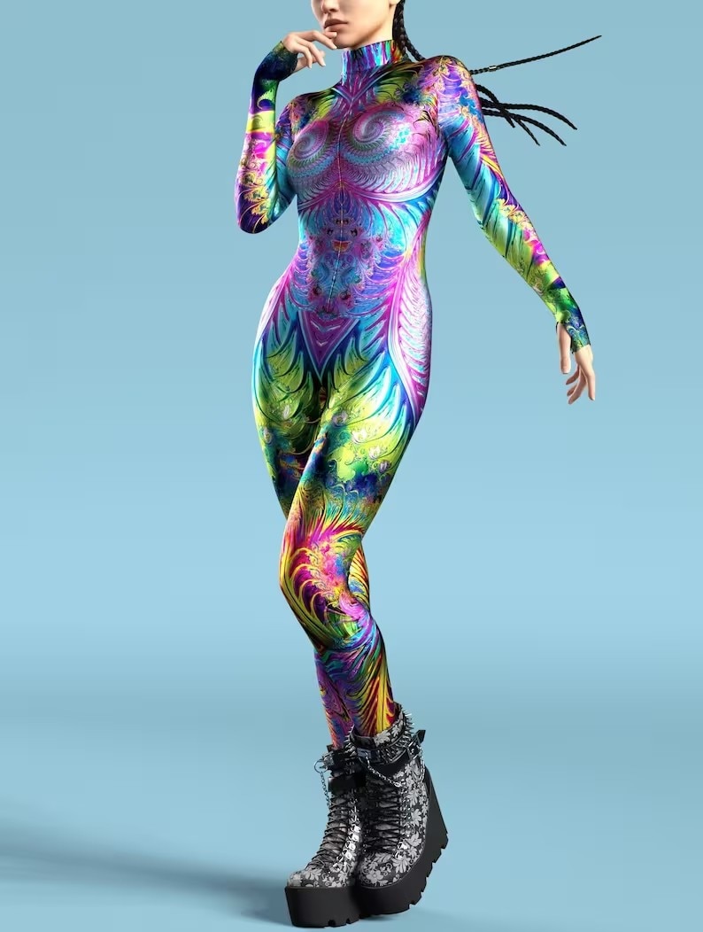 Sexy Skinny Jumpsuit Wear Onesie Cosplay Costume Elastic Multicolor Holiday Party Women Kids Rainbow Bodysuits Rompers