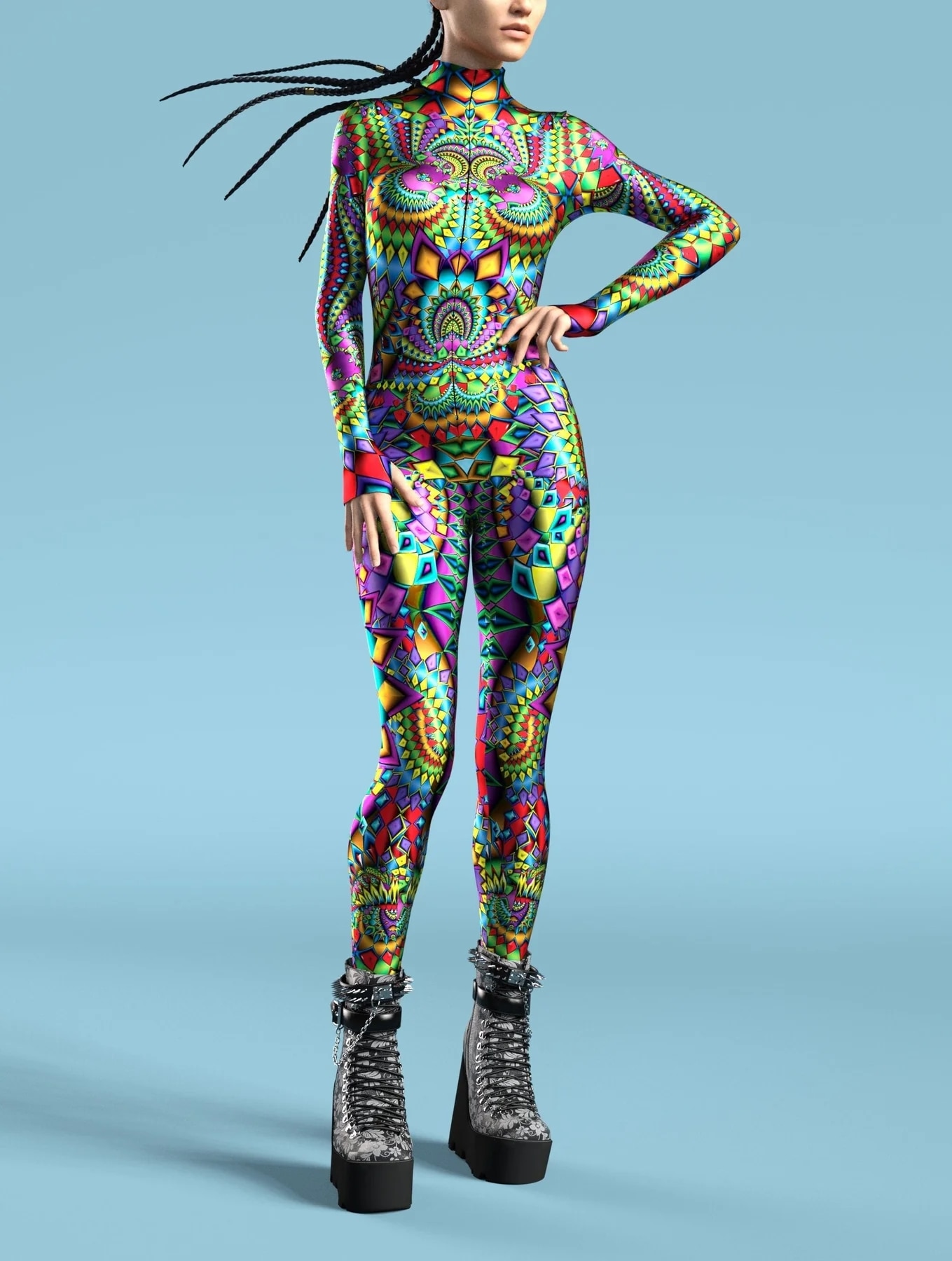Sexy Skinny Jumpsuit Wear Onesie Cosplay Costume Elastic Multicolor Holiday Party Women Kids Rainbow Bodysuits Rompers