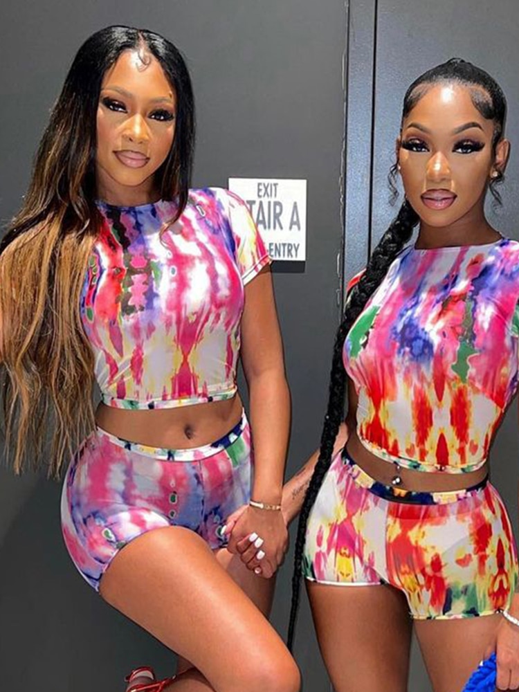 Two Piece Set Women Stunning Fashion Full Sleeve O-neck Tees+High Waist Flare Pants Street Outfit Mesh Flower Print