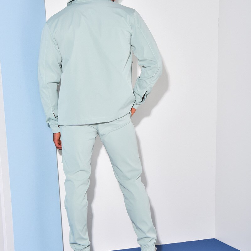 Sets Autumn Trend Turn-down Collar Jackets and Pockets Pants Suits Streetwear Two Piece Men Fashion Slim Fit Outfits
