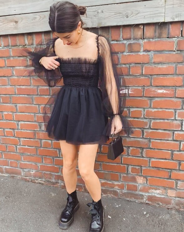 Elegant Dress Women New Bohemian Sexy Mesh Puff Sleeve Square Neck Tulle Tutu Dress Summer Party Sweet Dresses