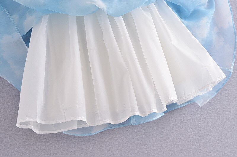 Princess Dress Puff Sleeve Tulle Tutu Square Collar Mesh Ruffle Bubble Skirt Wedding Evening Party Prom Mini Fairy Dress