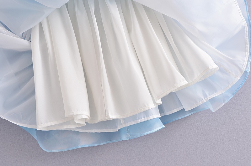 Princess Dress Puff Sleeve Tulle Tutu Square Collar Mesh Ruffle Bubble Skirt Wedding Evening Party Prom Mini Fairy Dress