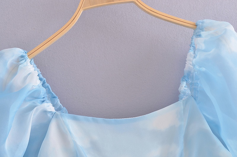 Princess Dress Puff Sleeve Tulle Tutu Square Collar Mesh Ruffle Bubble Skirt Wedding Evening Party Prom Mini Fairy Dress