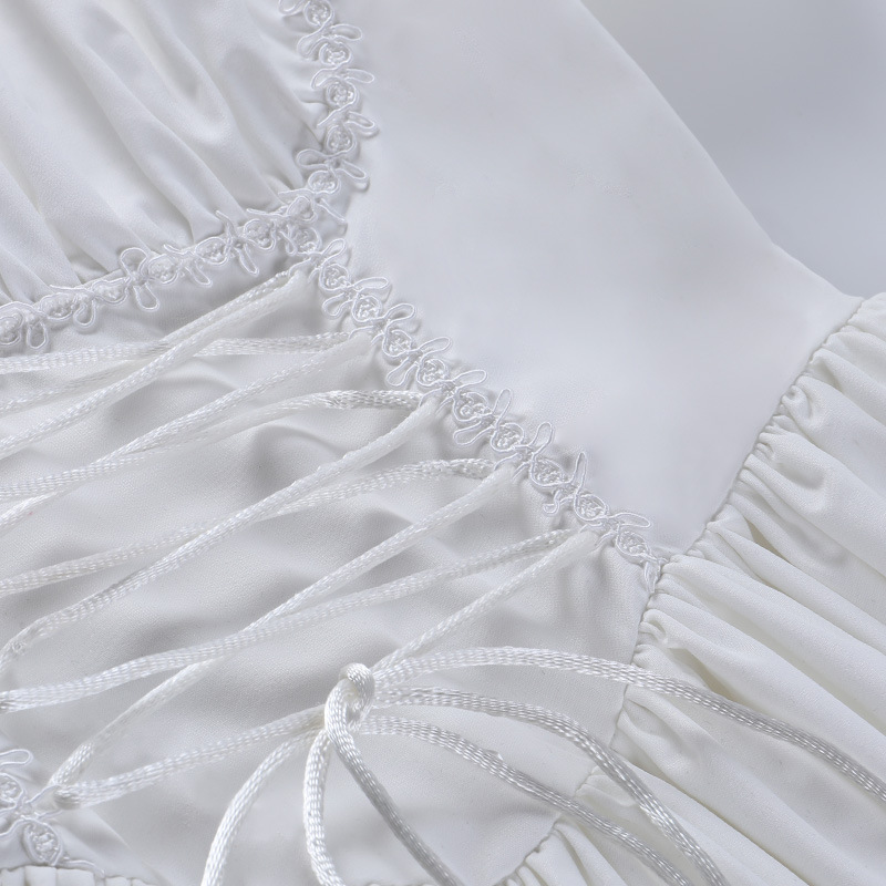 Princess Dress Puff Sleeve Tulle Tutu Square Collar Mesh Ruffle Bubble Skirt Wedding Evening Party Prom Mini Fairy Dress