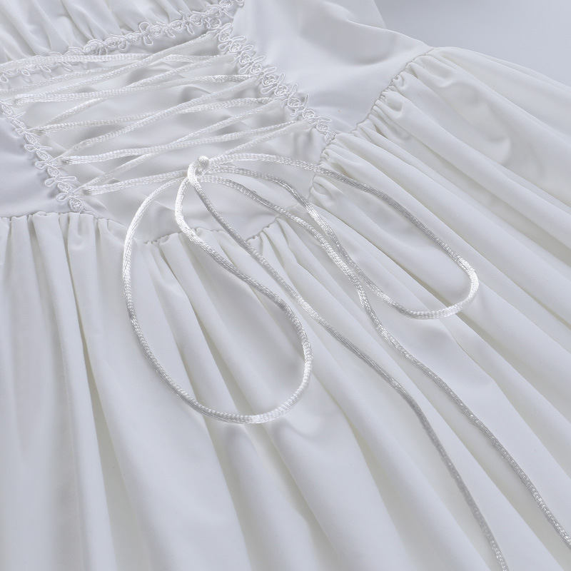 Princess Dress Puff Sleeve Tulle Tutu Square Collar Mesh Ruffle Bubble Skirt Wedding Evening Party Prom Mini Fairy Dress