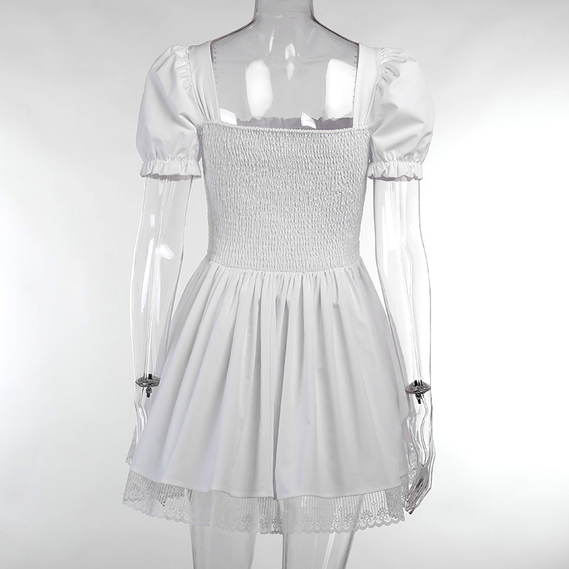 Princess Dress Puff Sleeve Tulle Tutu Square Collar Mesh Ruffle Bubble Skirt Wedding Evening Party Prom Mini Fairy Dress