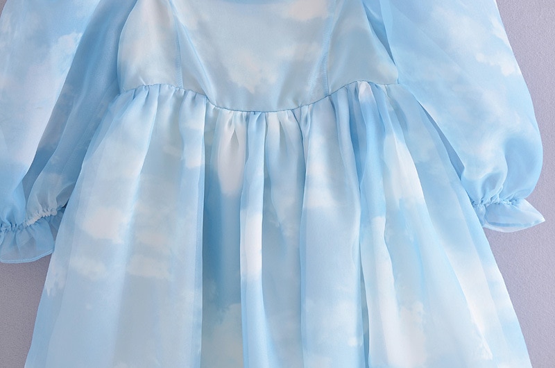 Princess Dress Puff Sleeve Tulle Tutu Square Collar Mesh Ruffle Bubble Skirt Wedding Evening Party Prom Mini Fairy Dress