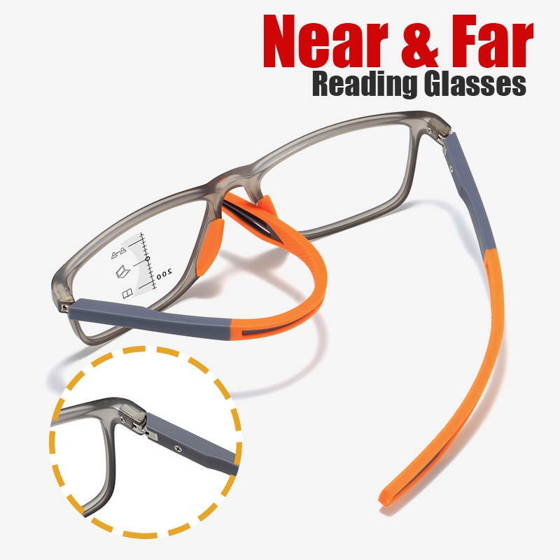 Multifocal Reading Glasses Men/Women Progressive Near/Far Eyewear Ultralight Sports Farsight Eyeglasses Anti-blue Light TR90