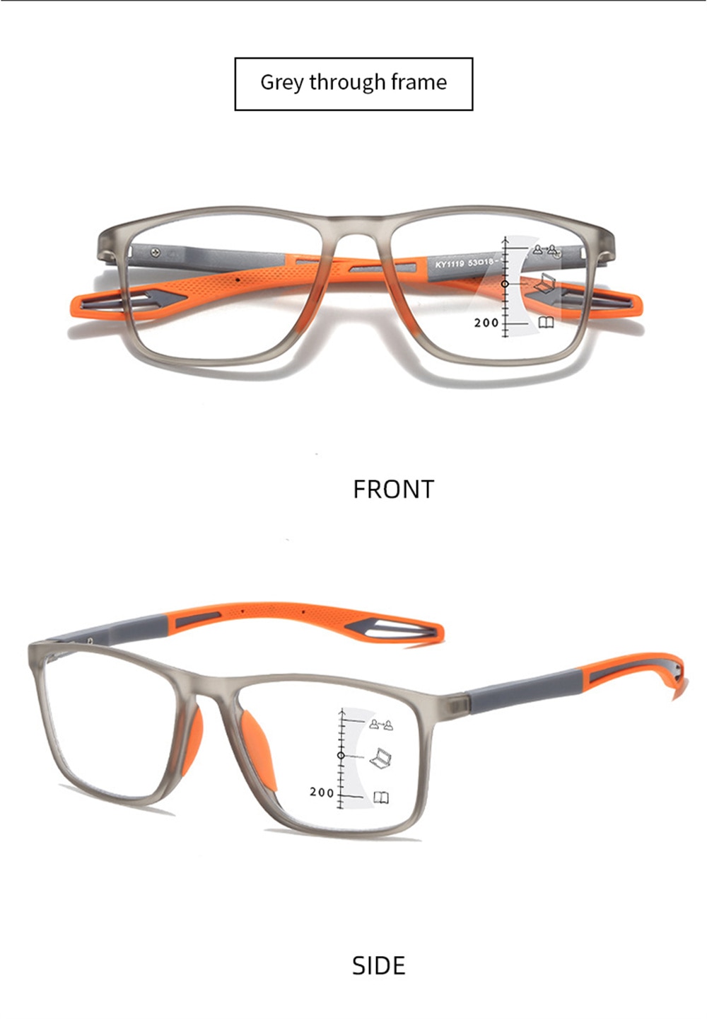 Multifocal Reading Glasses Men/Women Progressive Near/Far Eyewear Ultralight Sports Farsight Eyeglasses Anti-blue Light TR90