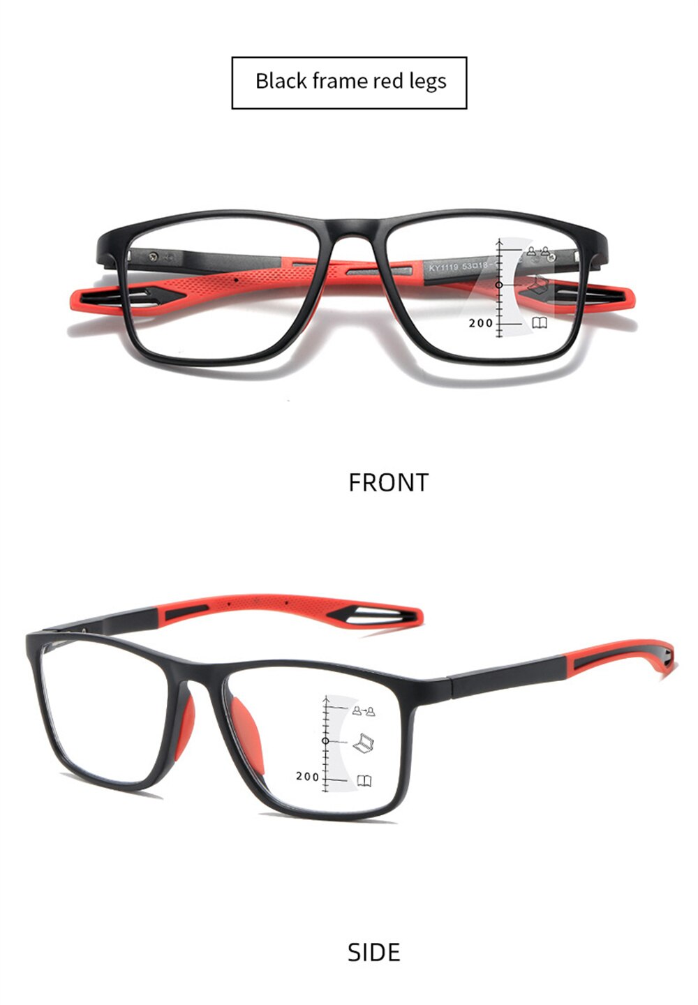 Multifocal Reading Glasses Men/Women Progressive Near/Far Eyewear Ultralight Sports Farsight Eyeglasses Anti-blue Light TR90