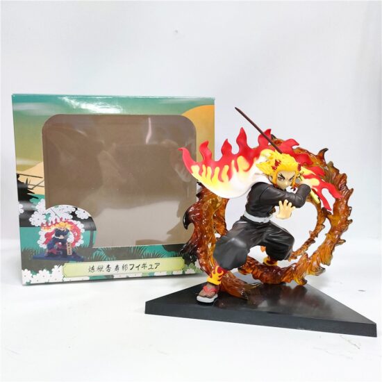 Figures Anime Demon Slayer Rengoku Kyoujurou Fire Led Scene DIY PVC Toys Kimetsu no Yaiba Figurine Doll 14cm - Image 5