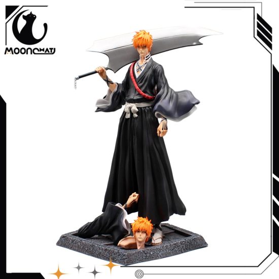 Figure Anime Bleach Kurosaki Ichigo Upgrade Double Head Hands Action Figurine Pvc Collectible Statue Model 33cm - Image 2