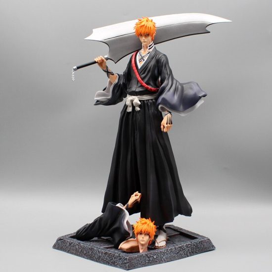 Figure Anime Bleach Kurosaki Ichigo Upgrade Double Head Hands Action Figurine Pvc Collectible Statue Model 33cm