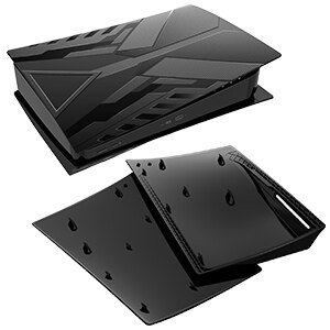 Faceplate Cover Case Skin for PS5 Console Black Side Plates Shell for Playstation 5 Disc Edition