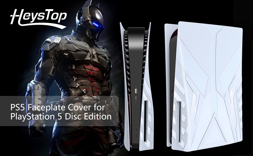 Faceplate Cover Case Skin for PS5 Console Black Side Plates Shell for Playstation 5 Disc Edition