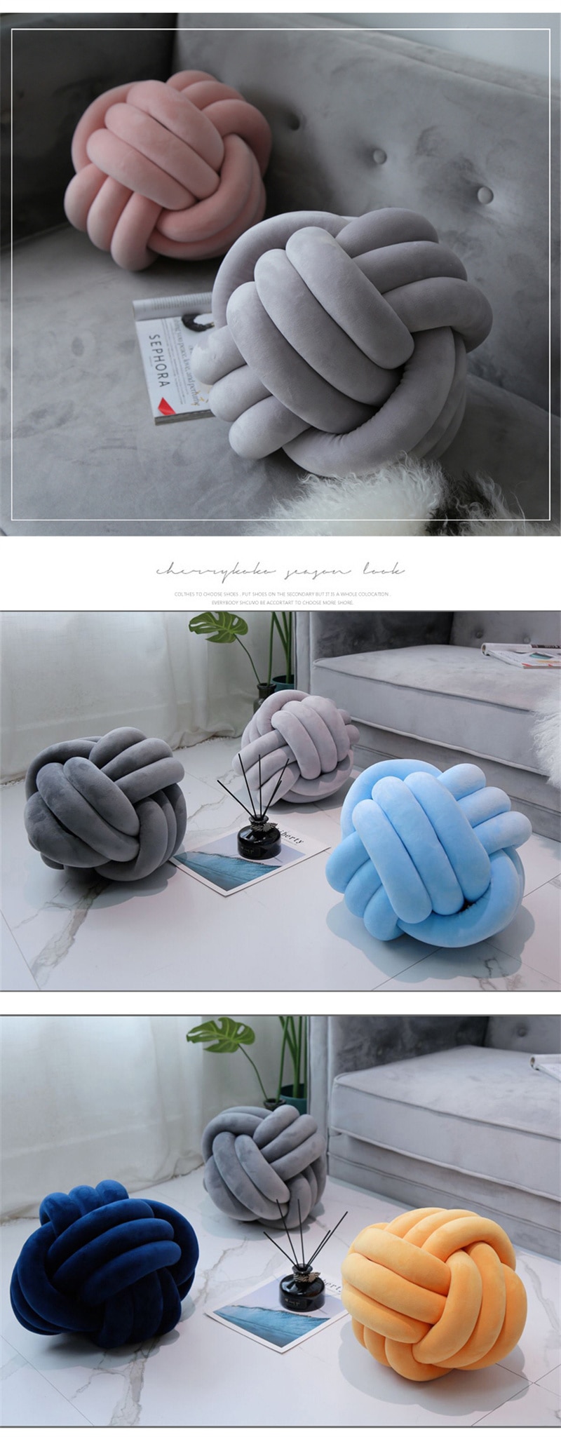 Cushion Sofa Throw Pillow Soft Round Handmade Knotted Ball Car Bedding Stuffed Pillow Bed Living Room Chair Home Decor