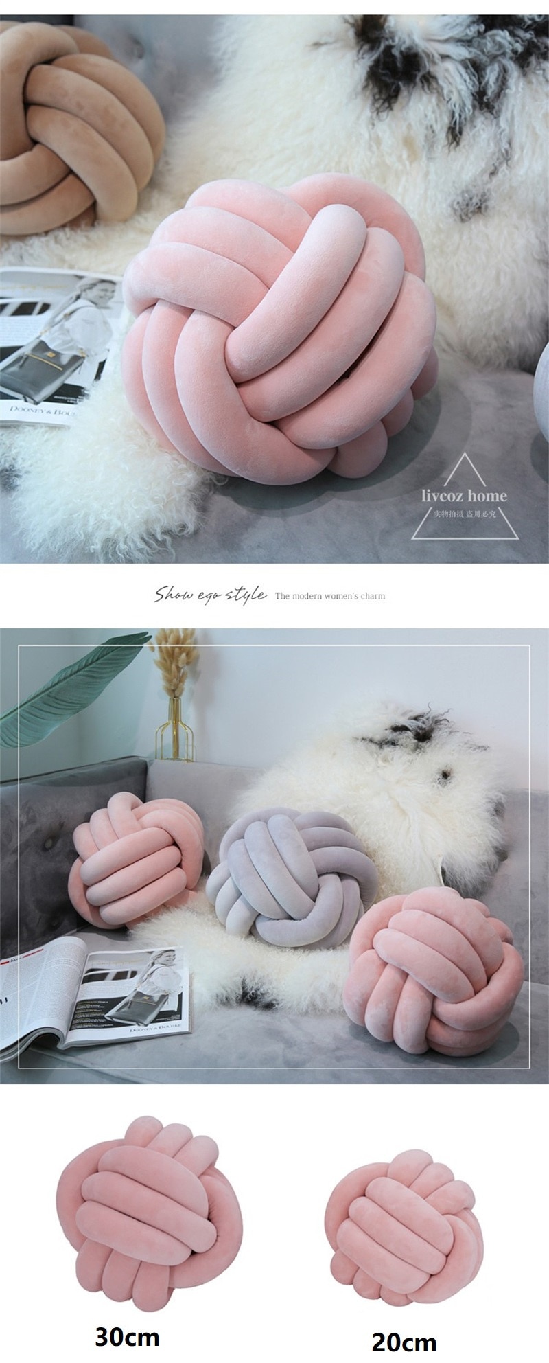 Cushion Sofa Throw Pillow Soft Round Handmade Knotted Ball Car Bedding Stuffed Pillow Bed Living Room Chair Home Decor