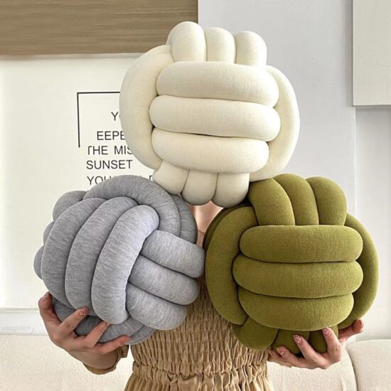 Cushion Sofa Throw Pillow Soft Round Handmade Knotted Ball Car Bedding Stuffed Pillow Bed Living Room Chair Home Decor