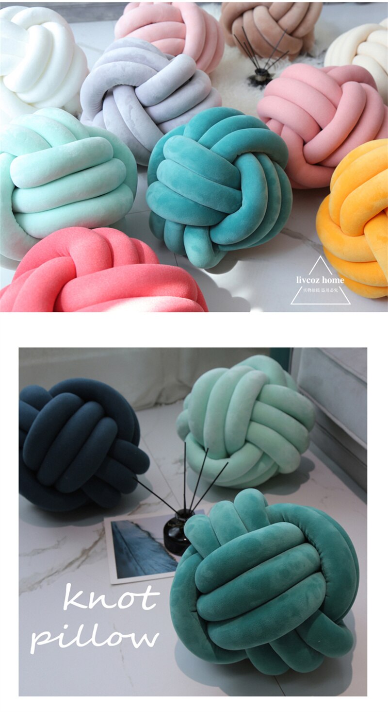 Cushion Sofa Throw Pillow Soft Round Handmade Knotted Ball Car Bedding Stuffed Pillow Bed Living Room Chair Home Decor