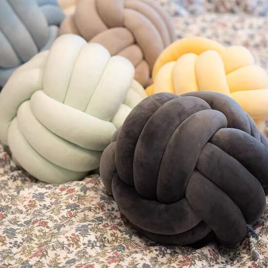 ⁦Cushion Sofa Throw Pillow Soft Round Handmade Knotted Ball Car Bedding Stuffed Pillow Bed Living Room Chair Home Decor⁩ - الصورة ⁦2⁩