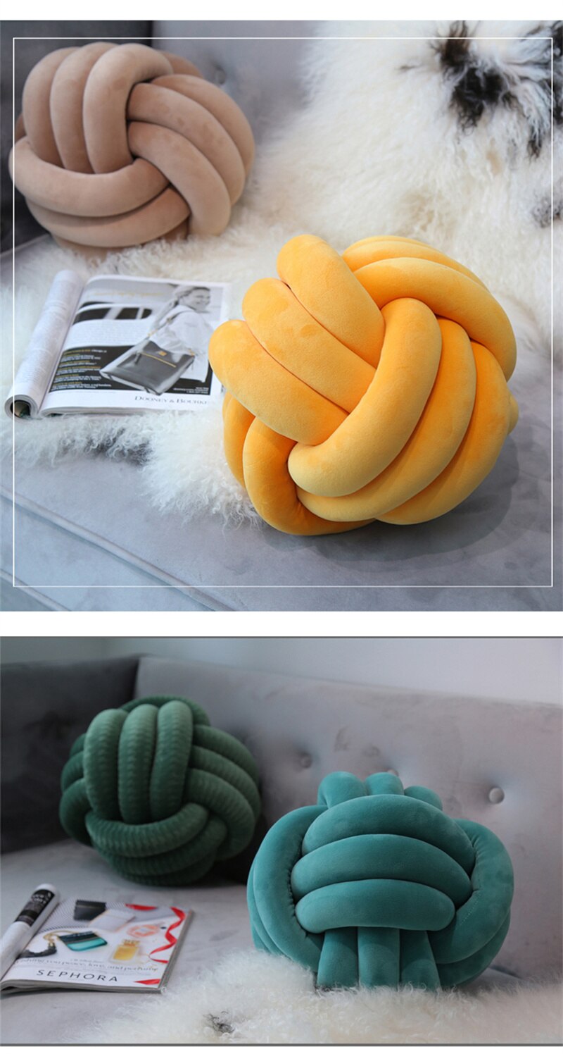 Cushion Sofa Throw Pillow Soft Round Handmade Knotted Ball Car Bedding Stuffed Pillow Bed Living Room Chair Home Decor