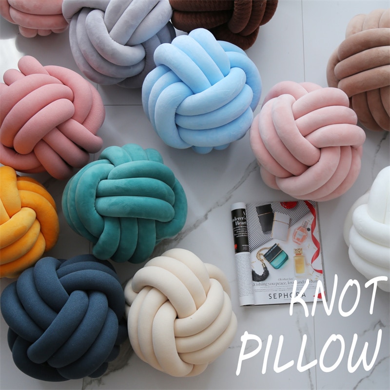 Cushion Sofa Throw Pillow Soft Round Handmade Knotted Ball Car Bedding Stuffed Pillow Bed Living Room Chair Home Decor