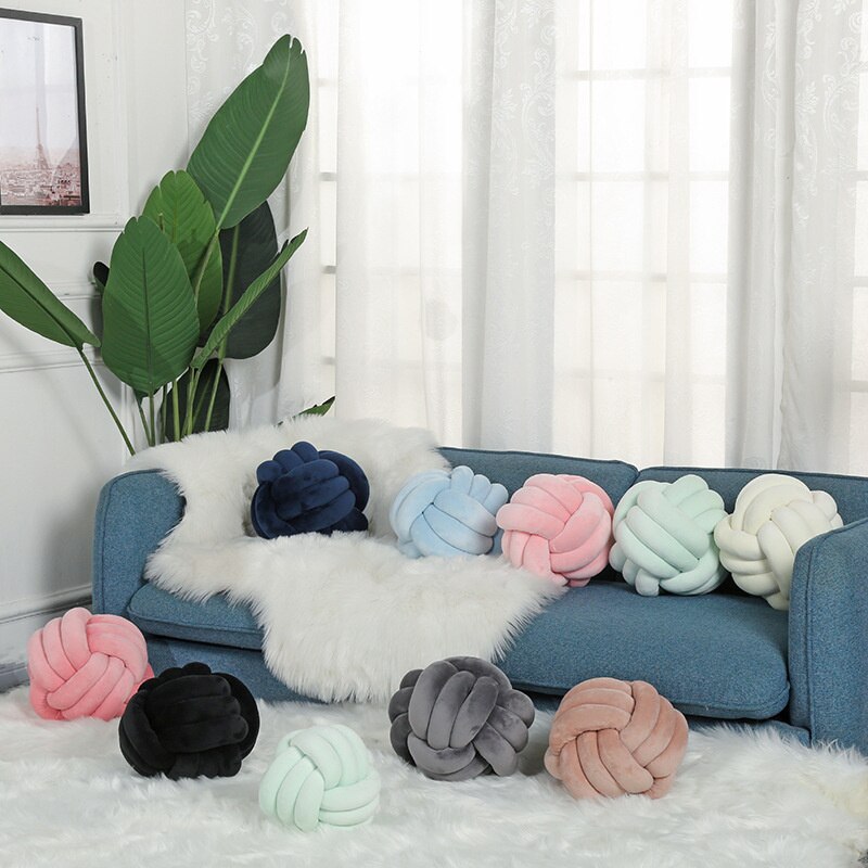 Cushion Sofa Throw Pillow Soft Round Handmade Knotted Ball Car Bedding Stuffed Pillow Bed Living Room Chair Home Decor