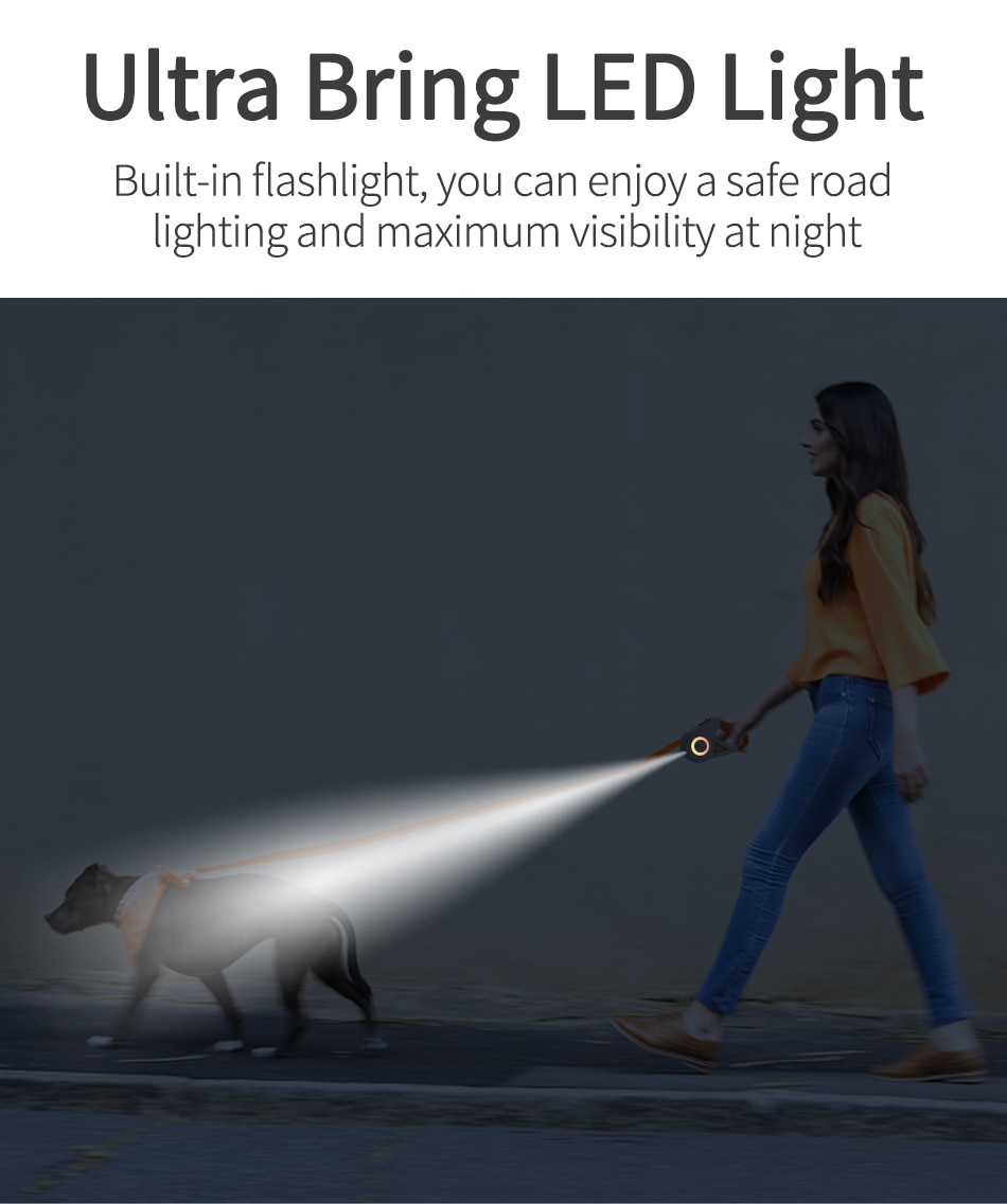 Lead Light Straps For Dog Puppy Pet Flexi Walking Running 5M Automatic Retractable Leash LED Luminous Leading Fashion