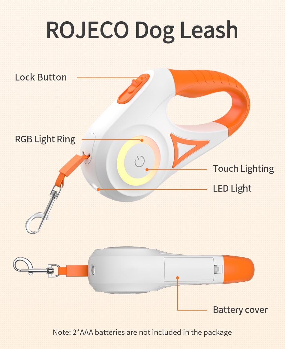 Lead Light Straps For Dog Puppy Pet Flexi Walking Running 5M Automatic Retractable Leash LED Luminous Leading Fashion