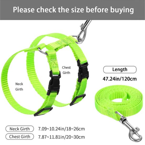 ⁦Rabbit Cat Harness and Leash Set Adjustable Nylon Harnesses for Bunny Kitten Pet Outdoor Walking Supplies Accessories⁩ - الصورة ⁦2⁩