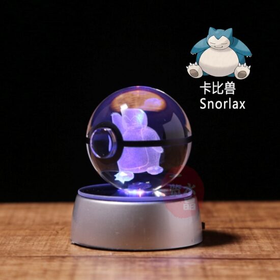 Anime Pokemon 3D Crystal Ball Snorlax Figure Pokeball Engraving Crystal Charizard Model with LED Light Base ANIME GIFT - Image 4