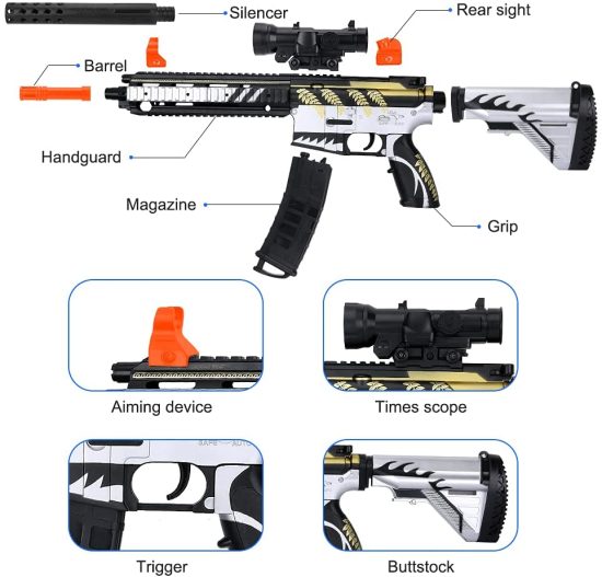 Water Gel Gun M416 Blaster Electric Manual 2-Modes Toy Gun Air Rifle Gun Paintball Pneumatic CS Go - Image 3