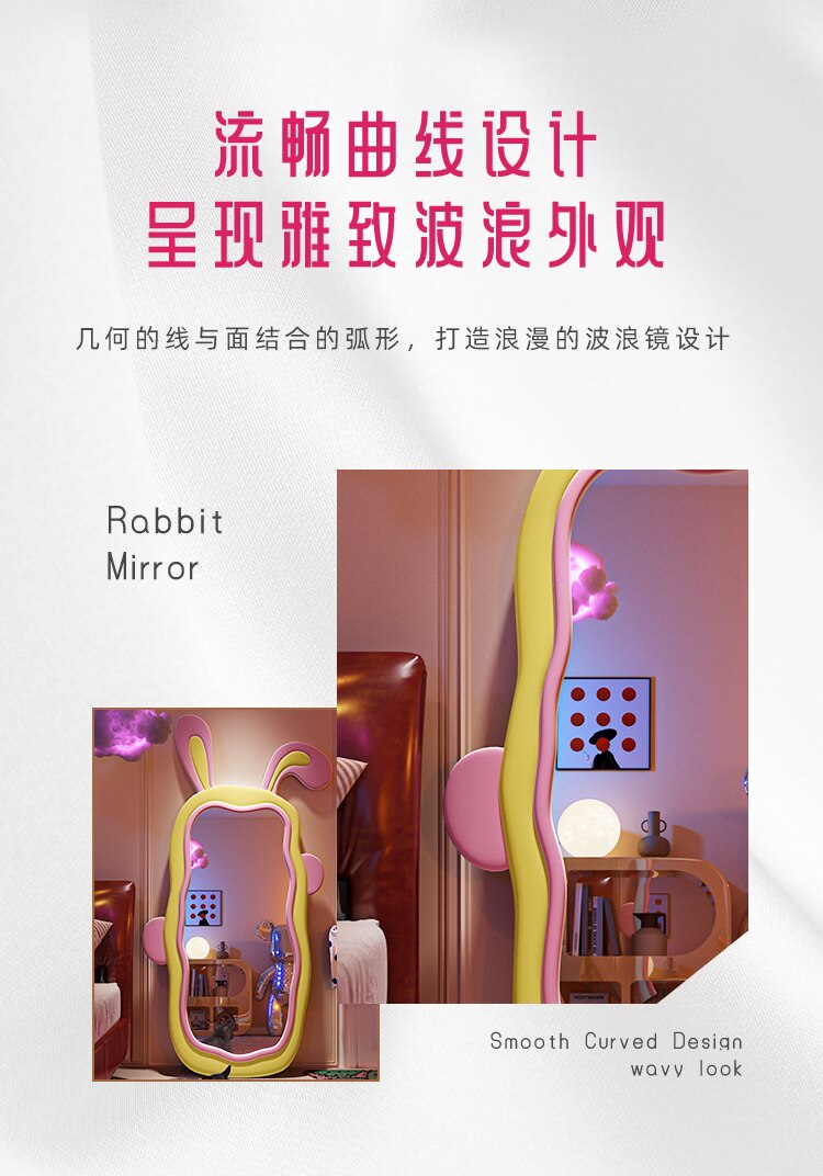 Rabbit Mirror Wall Decorative Maiden Aesthetic Mirror Design Full Length Large Stand Espejo Bedroom Decor