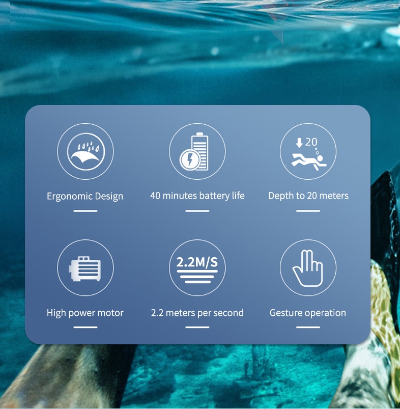 Underwater Scooter Mini Sea Scooters 2.2m/s Electric Motor 45mins Scuba Diving Equipment Wearable