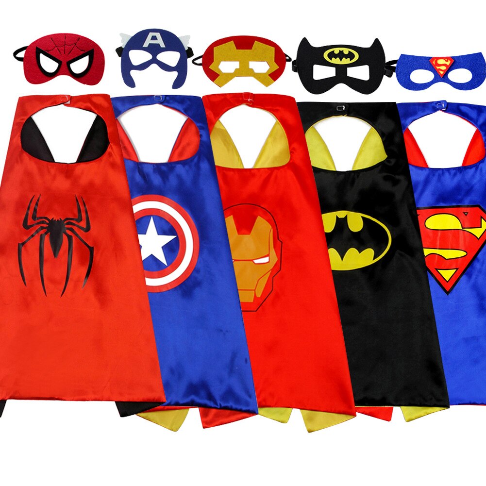 Avengers Superhero Cloak Cosplay Costume Kids Movie Character shaikyuu Peter Parker Hulk Cape Fantasy action figure 1Set Child