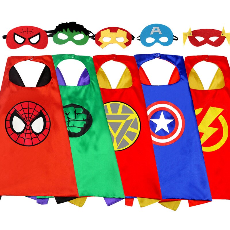 Avengers Superhero Cloak Cosplay Costume Kids Movie Character shaikyuu Peter Parker Hulk Cape Fantasy action figure 1Set Child
