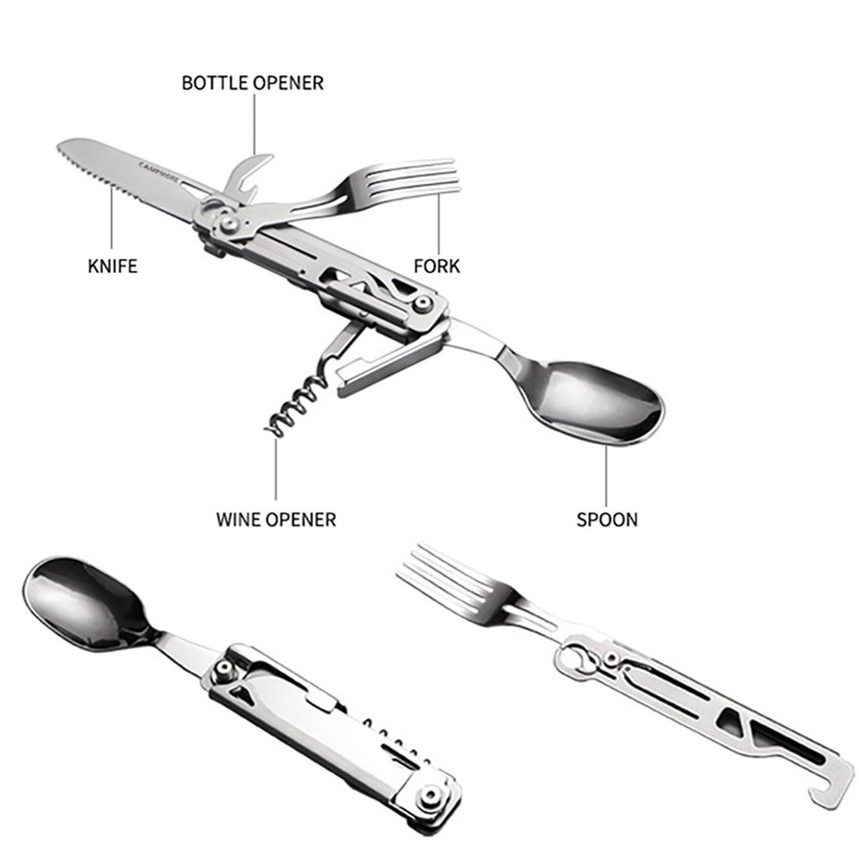 Tableware Multi-function Portable Knife Fork Spoon Bottle Opener Foldable Cutlery Camping Equipment