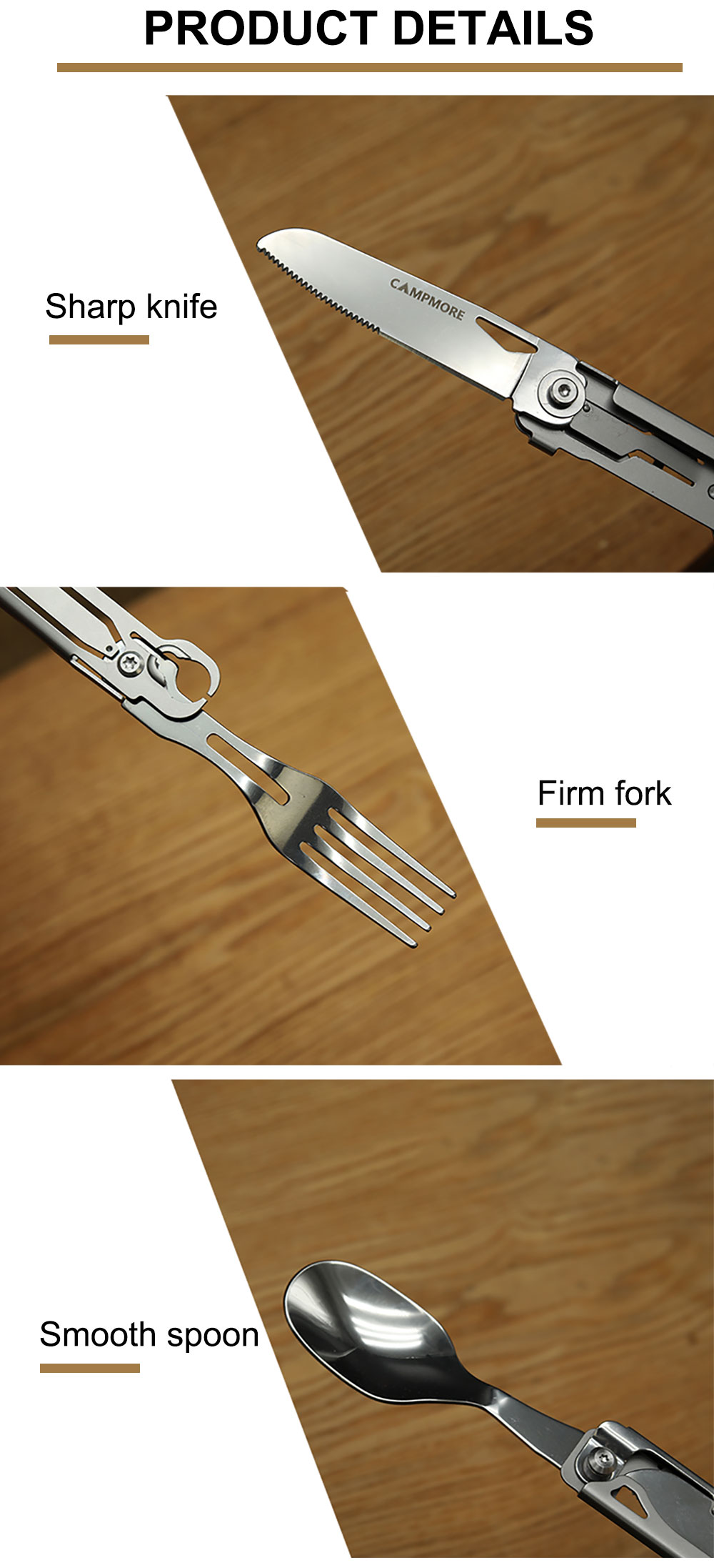 Tableware Multi-function Portable Knife Fork Spoon Bottle Opener Foldable Cutlery Camping Equipment