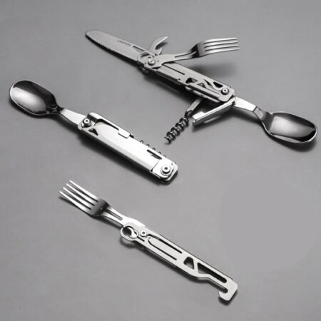 Tableware Multi-function Portable Knife Fork Spoon Bottle Opener Foldable Cutlery Camping Equipment