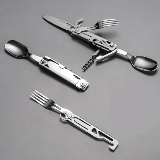 Tableware Multi-function Portable Knife Fork Spoon Bottle Opener Foldable Cutlery Camping Equipment