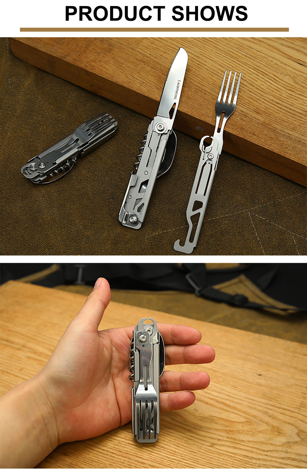 Tableware Multi-function Portable Knife Fork Spoon Bottle Opener Foldable Cutlery Camping Equipment