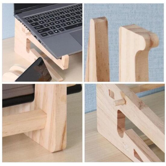 Laptop Stand Assembled Wood Lapdesk Riser For 11-17 inch Laptop Cooling Bracket For Macbook Dell Reinforced Support Base - Image 5